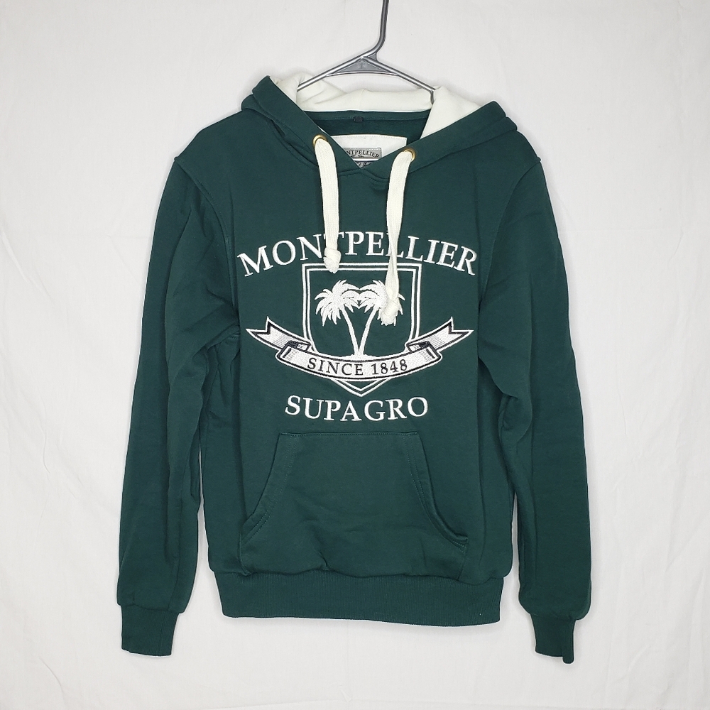 Montpellier Womens Supagro Logo Hoodie Sweater Size S Preppy Collegiate Green